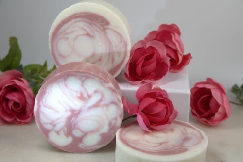 photo of rose petal bar soap,all natural